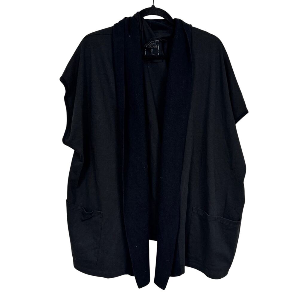 Beyond Thread Black Slouchy Short Sleeve Cardigan Sweater Womens L/XL Lagenlook